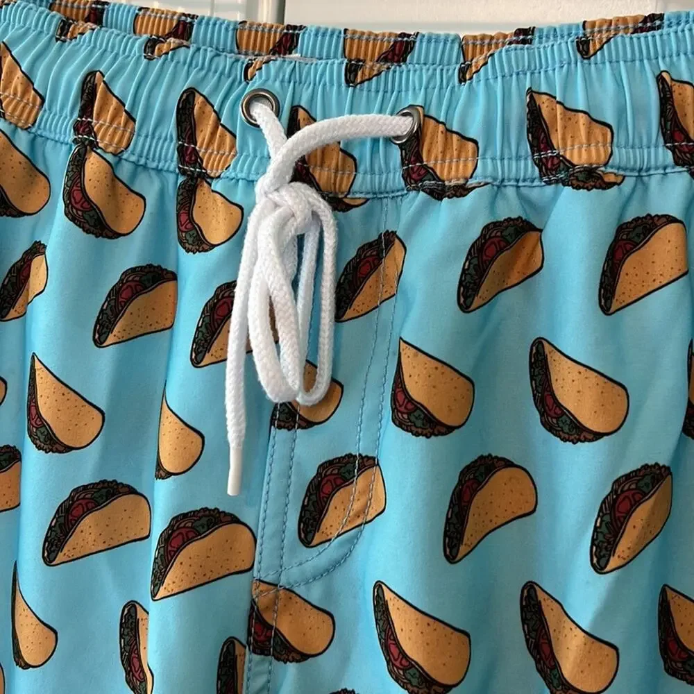 Lucky Brand Saturday Stretch Polyester Blend Blue Taco Swim Trunks